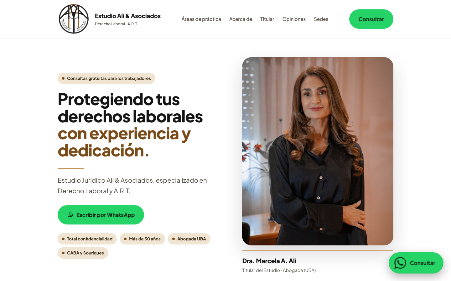 La web nueva de Estudio Ali en la computadora